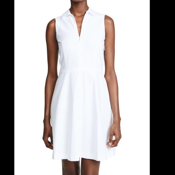 Theory Dresses & Skirts - 🆕THEORY Poplin White Sleeveless Collared Flare Shirt Dress. Size 6